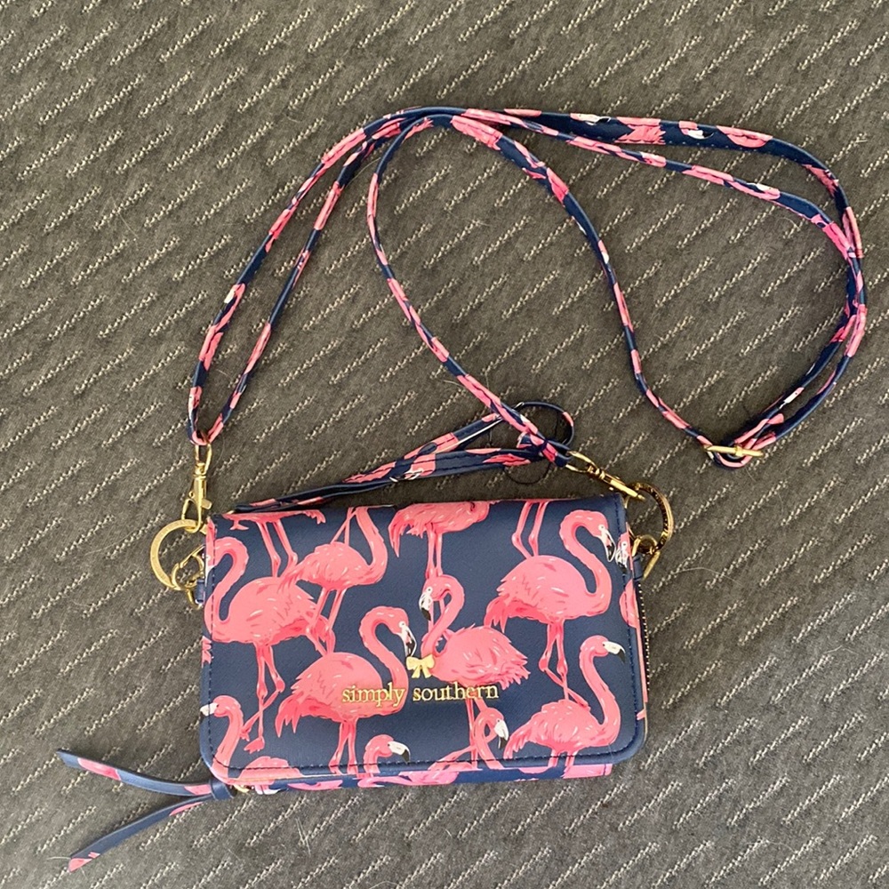 Simply Southern Flamingo print clutch